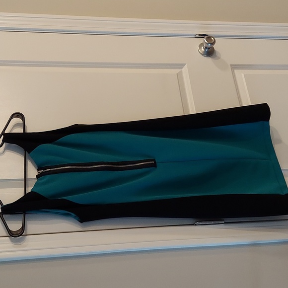 B. Smart Black and Teal Sheath Dress - Picture 2 of 2